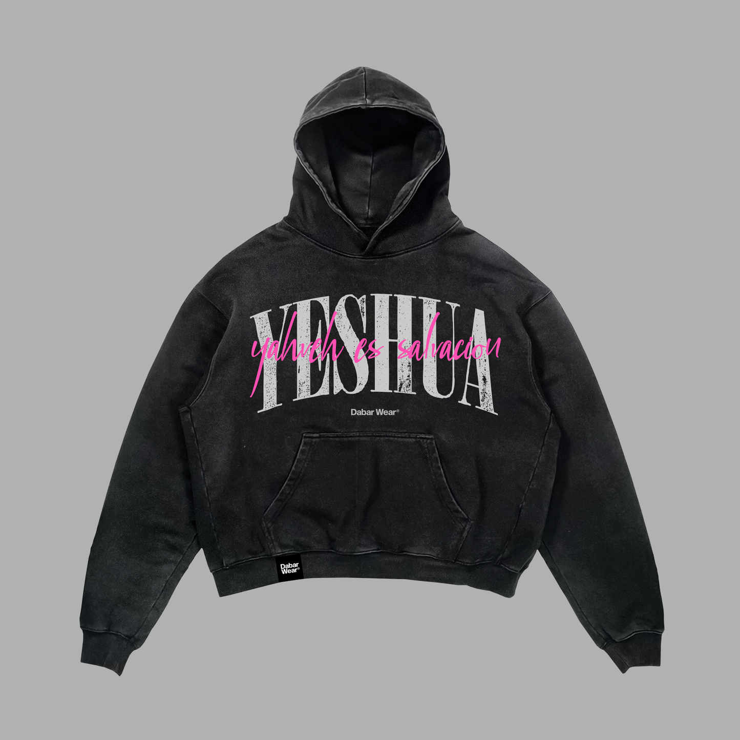 Hoodie Relaxed acid wash negro YESHUA