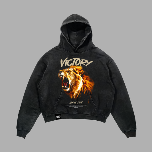 Hoodie Relaxed acid wash negro VICTORY