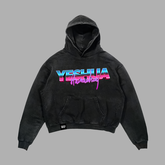 Hoodie Relaxed acid wash negro YESHUA HAMASHIAJ