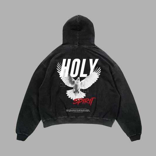 Hoodie Relaxed acid wash negro HOLY SPIRIT