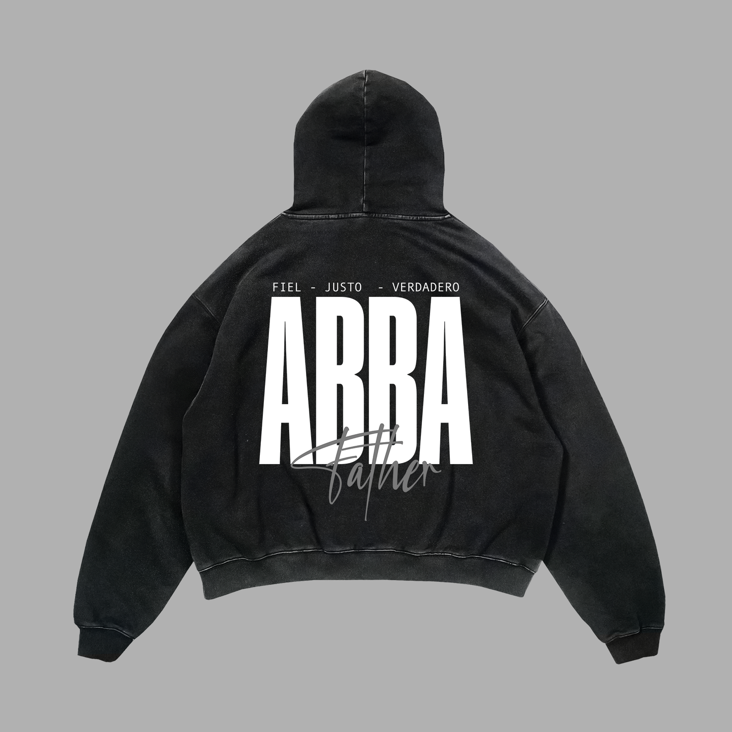 Hoodie Relaxed acid wash negro ABBA