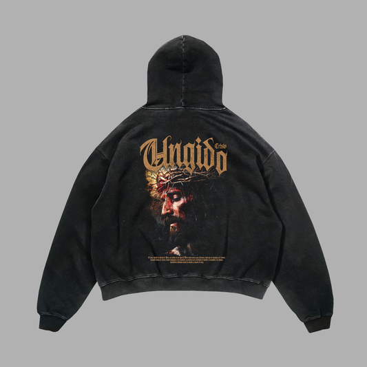 Hoodie acid wash Relaxed fit negro UNGIDO