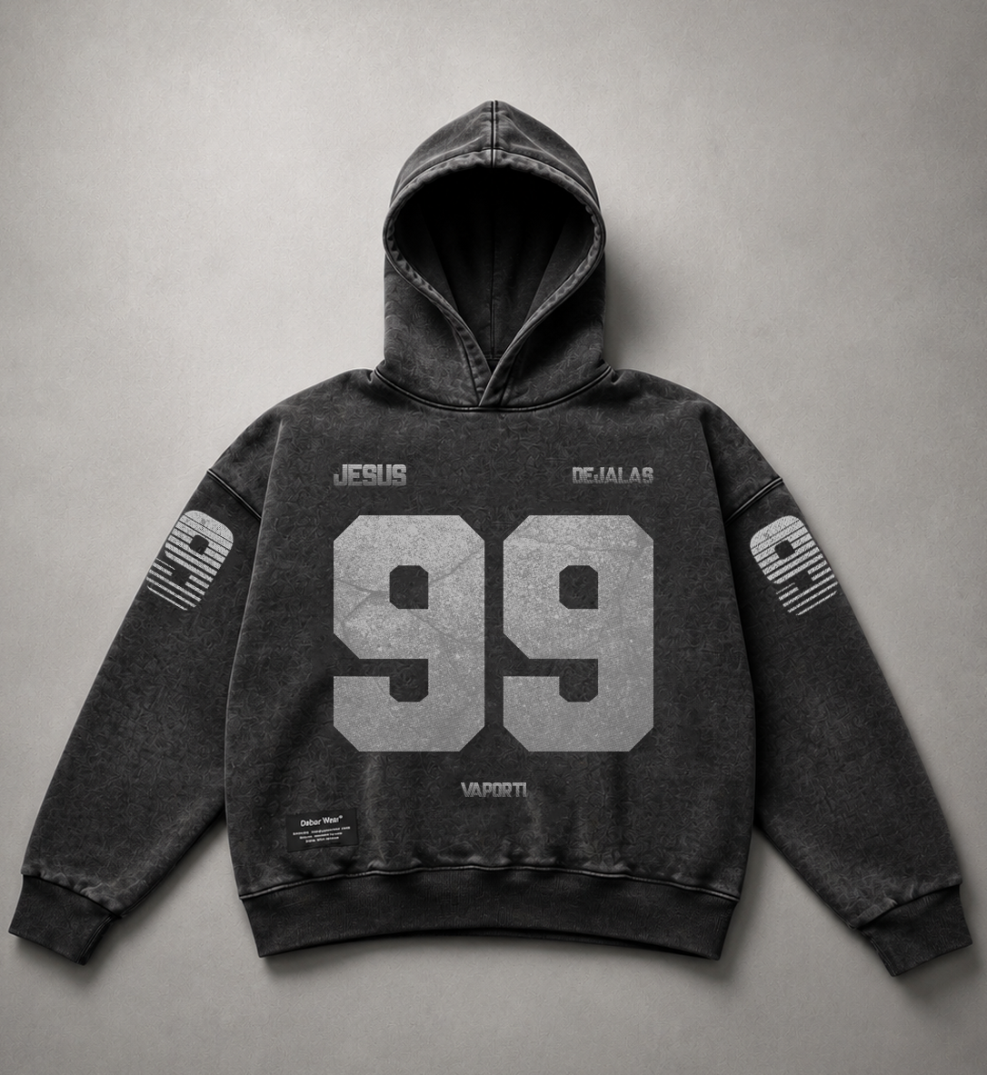Hoodie Pocketless Stonewash SILVER HEAVYWEIGHT "99" (Fit Oversize)