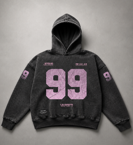 Hoodie Pocketless Stonewash Black HEAVYWEIGHT "99" (Fit Oversize)