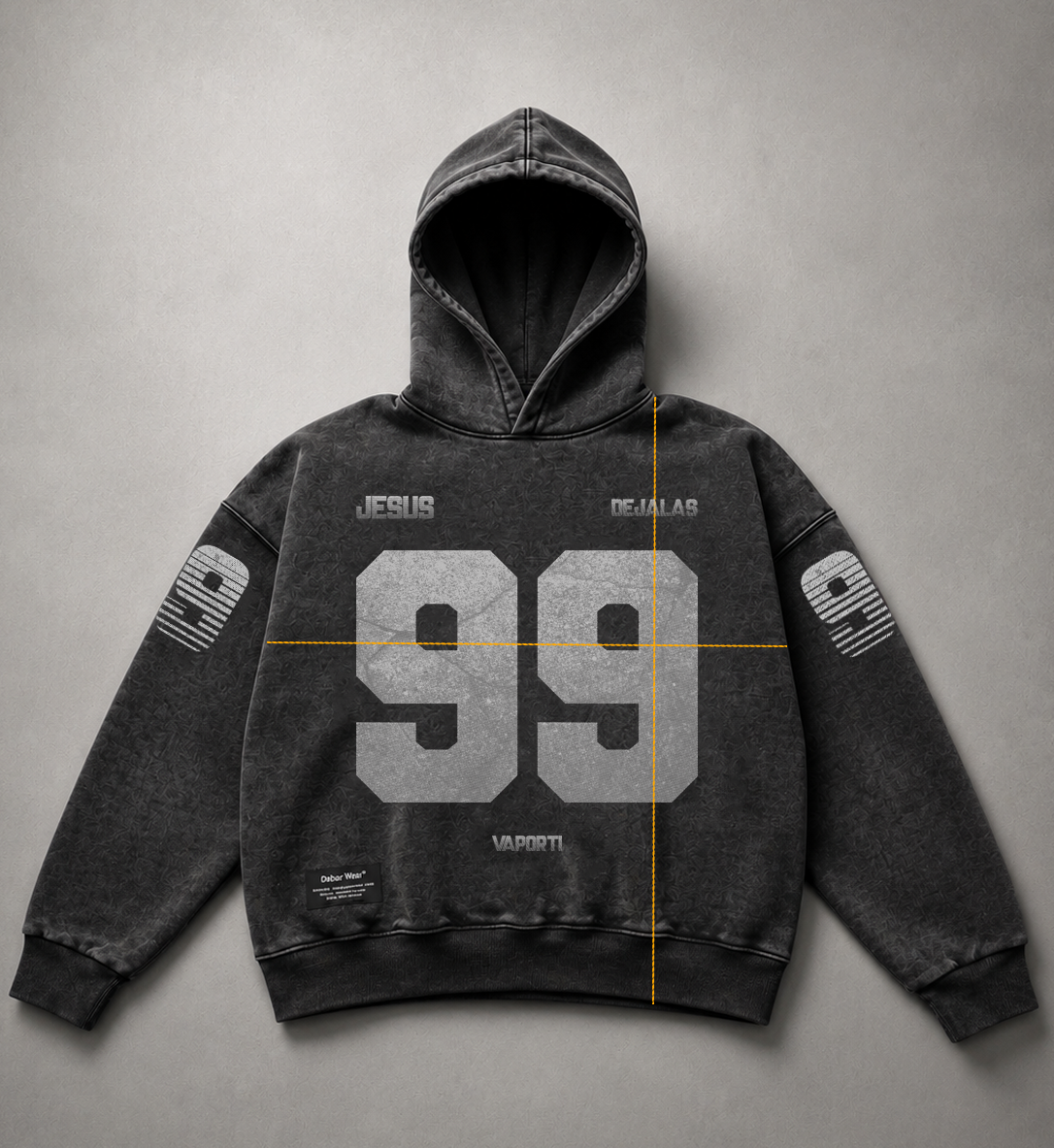 Hoodie Pocketless Stonewash SILVER HEAVYWEIGHT "99" (Fit Oversize)