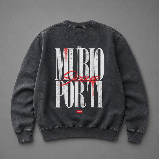 Polo Crewneck Stonewash "MURIO POR TI" (Fit Relaxed)