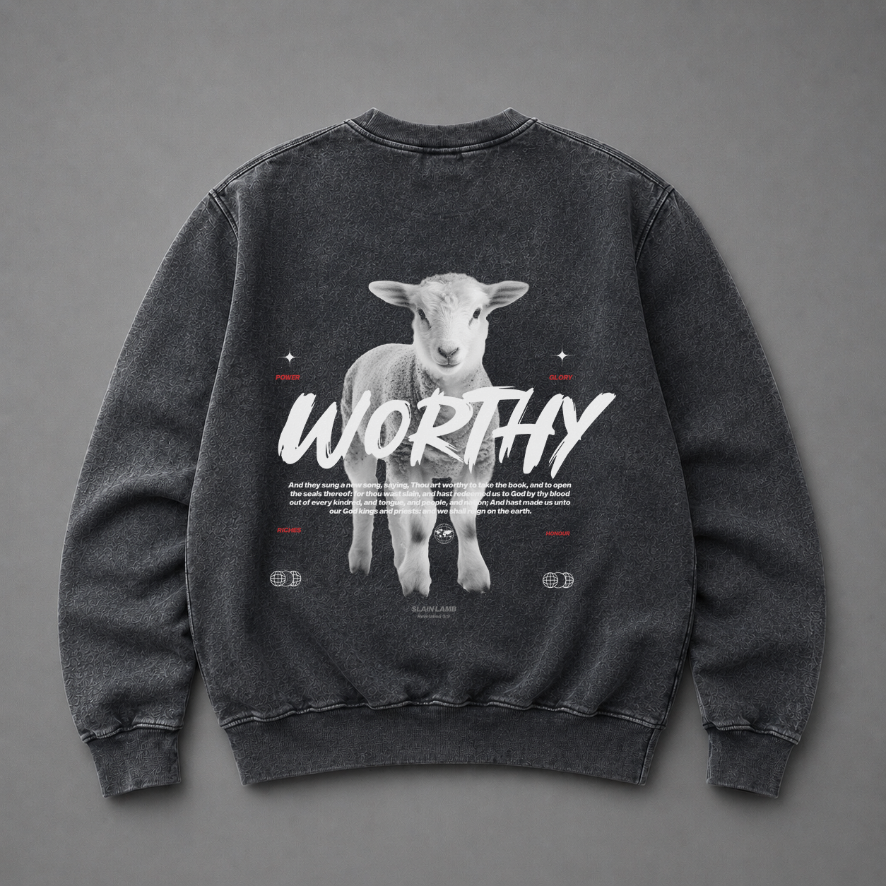 Polo Crewneck Stonewash "WORTHY" (Fit Relaxed)