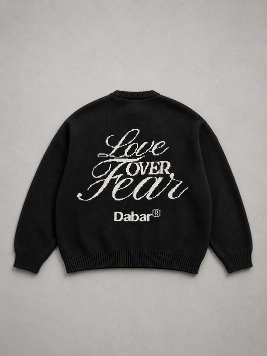 Sweater Black HEAVYWEIGHT "LOVE OVER FEAR" (Fit oversize)