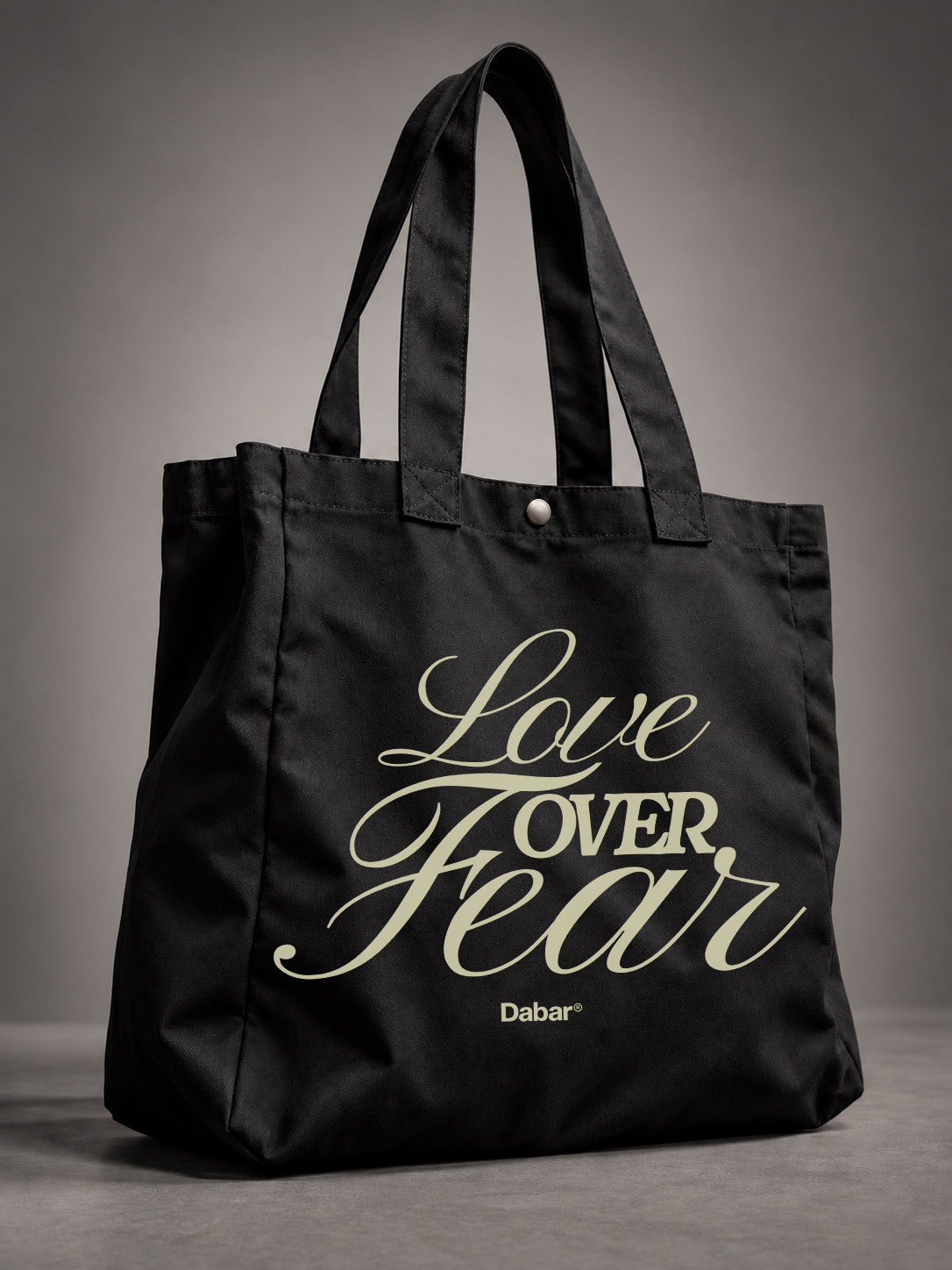 ToteBag Black "LOVE OVER FEAR" (Grande 45x41 cm)