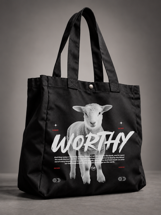ToteBag Black "WORTHY" (Grande 45x41 cm)
