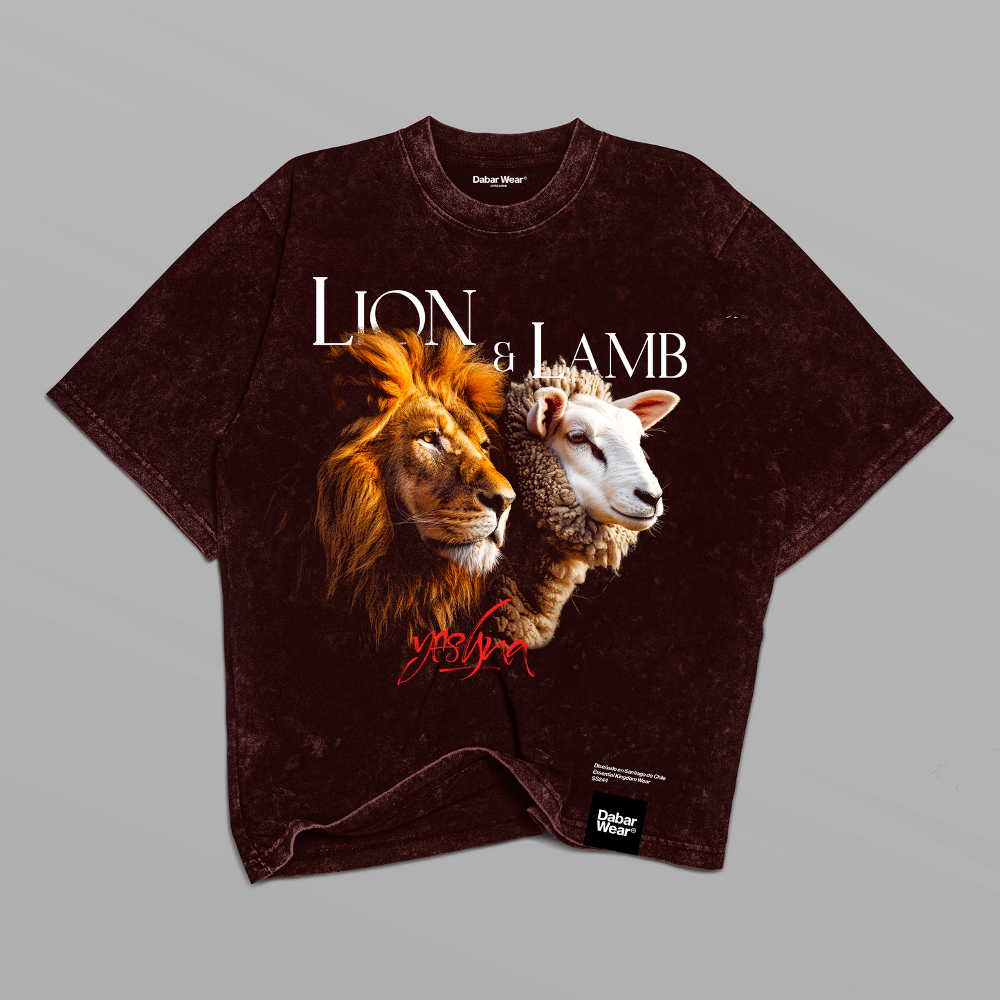 Tshirt Acid wash granate LION AND LAMB