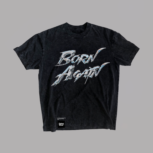 Tshirt Acid wash Black Relaxed BORN AGAIN