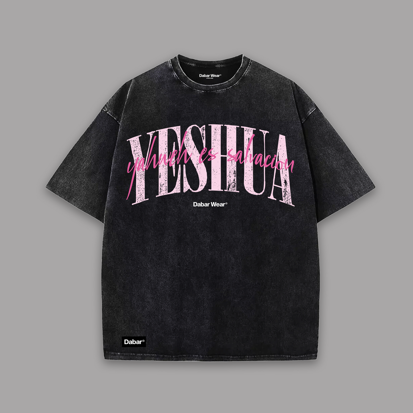 Tshirt Kids acid wash black YESHUA PINK