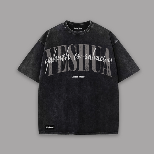 Tshirt Kids acid wash black YESHUA GREY