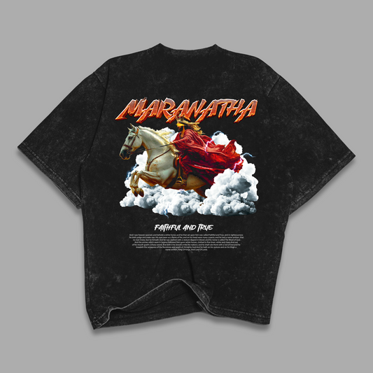 Tshirt Relaxed Fit Acid Wash black MARANATHA