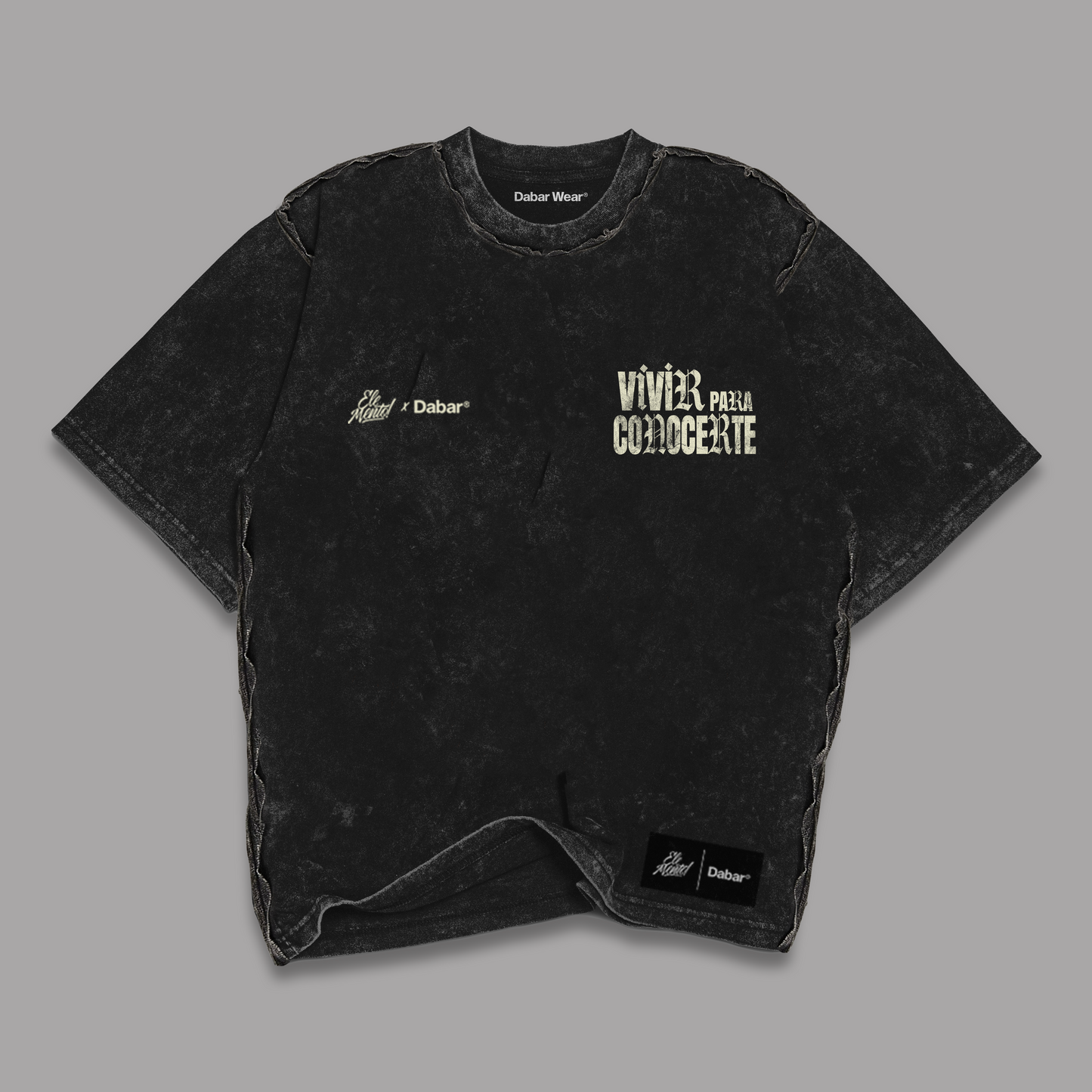 Tshirt Stonewash Black "VIVIR PARA CONOCERTE" (Fit oversize)