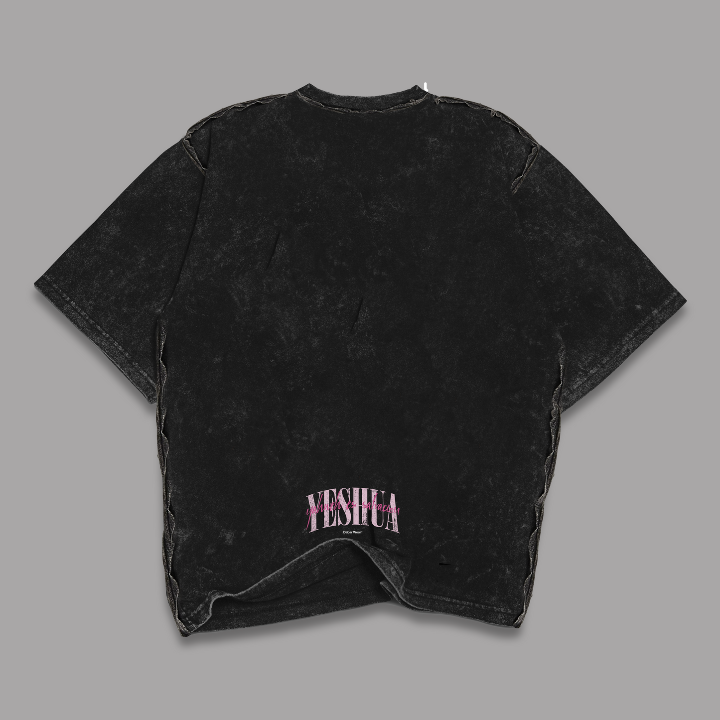 Tshirt Stonewash Distressed "YESHUA" PINK (Fit Relaxed)