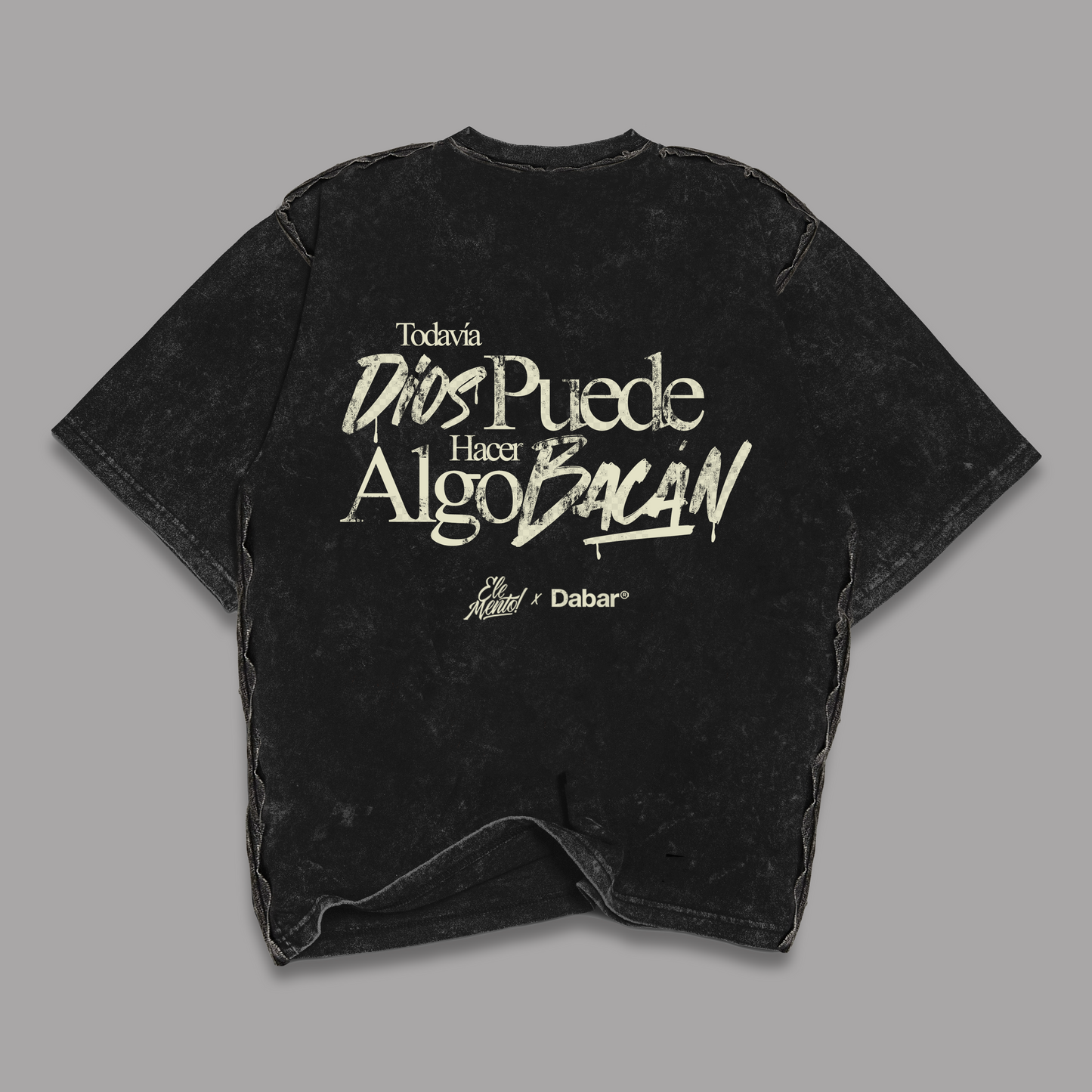 Tshirt Stonewash Black "TODAVIA DIOS" (Fit oversize)