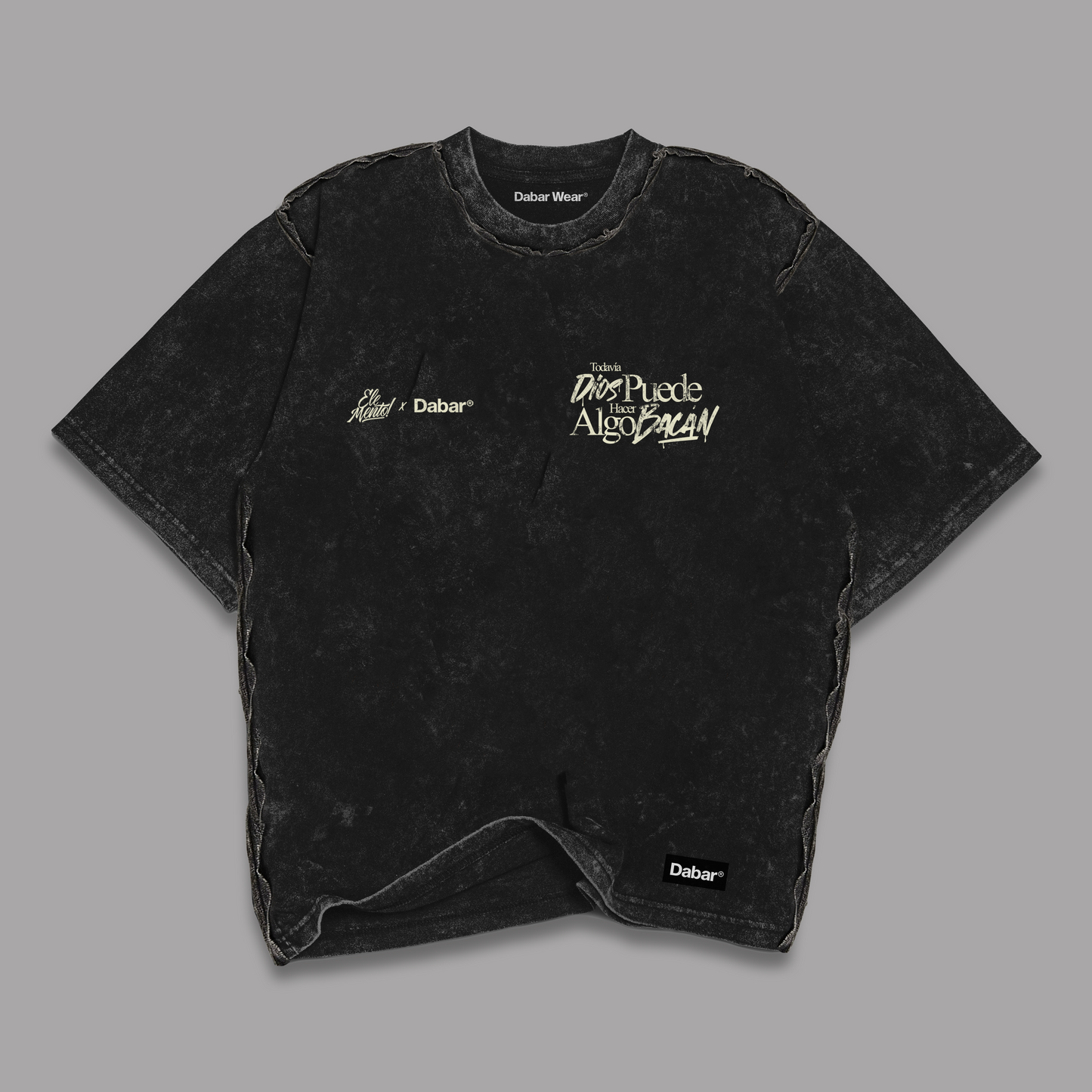 Tshirt Stonewash Black "TODAVIA DIOS" (Fit oversize)