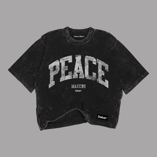 Tshirt Stonewash Distressed Mujer "PEACEMAKERS" (Fit Boxy)