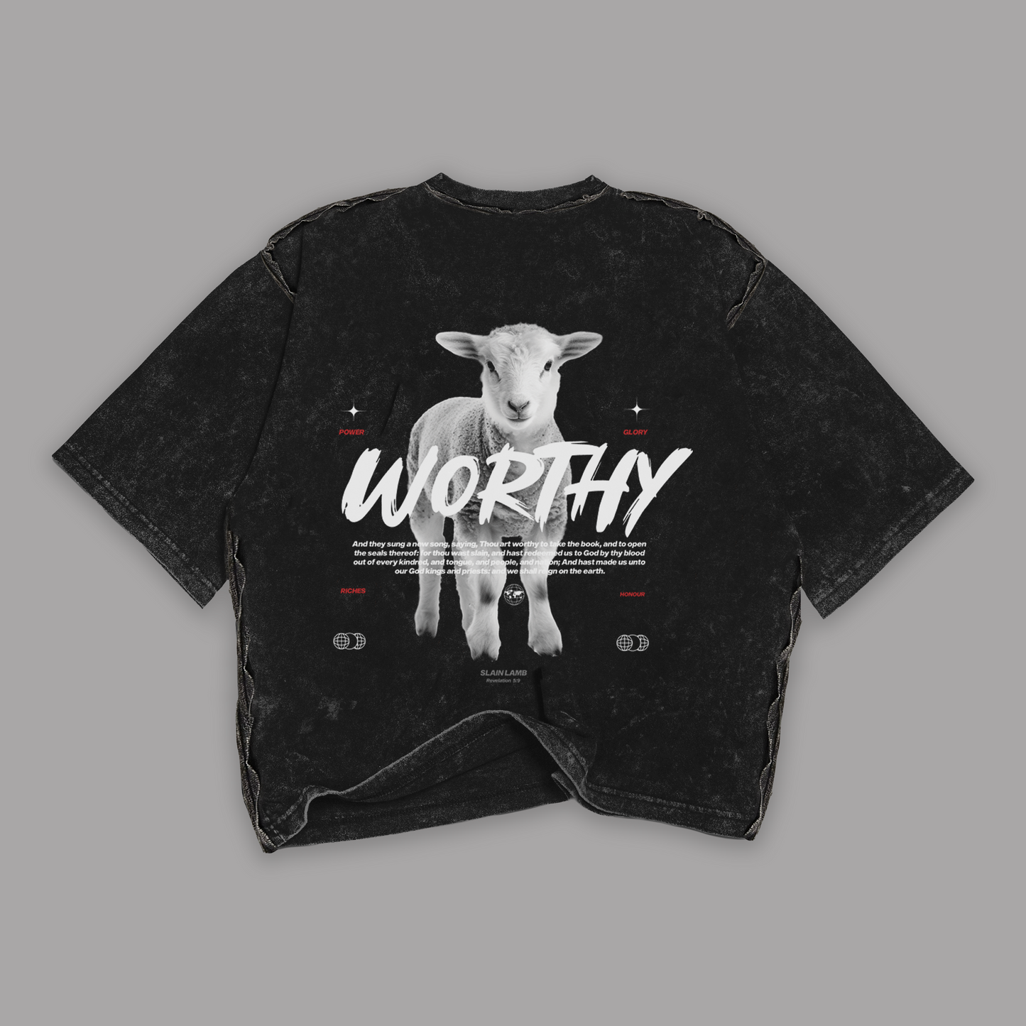 Tshirt Mujer stonewash "WORTHY" (Fit Boxy)