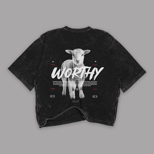 Tshirt Mujer stonewash "WORTHY" (Fit Boxy)
