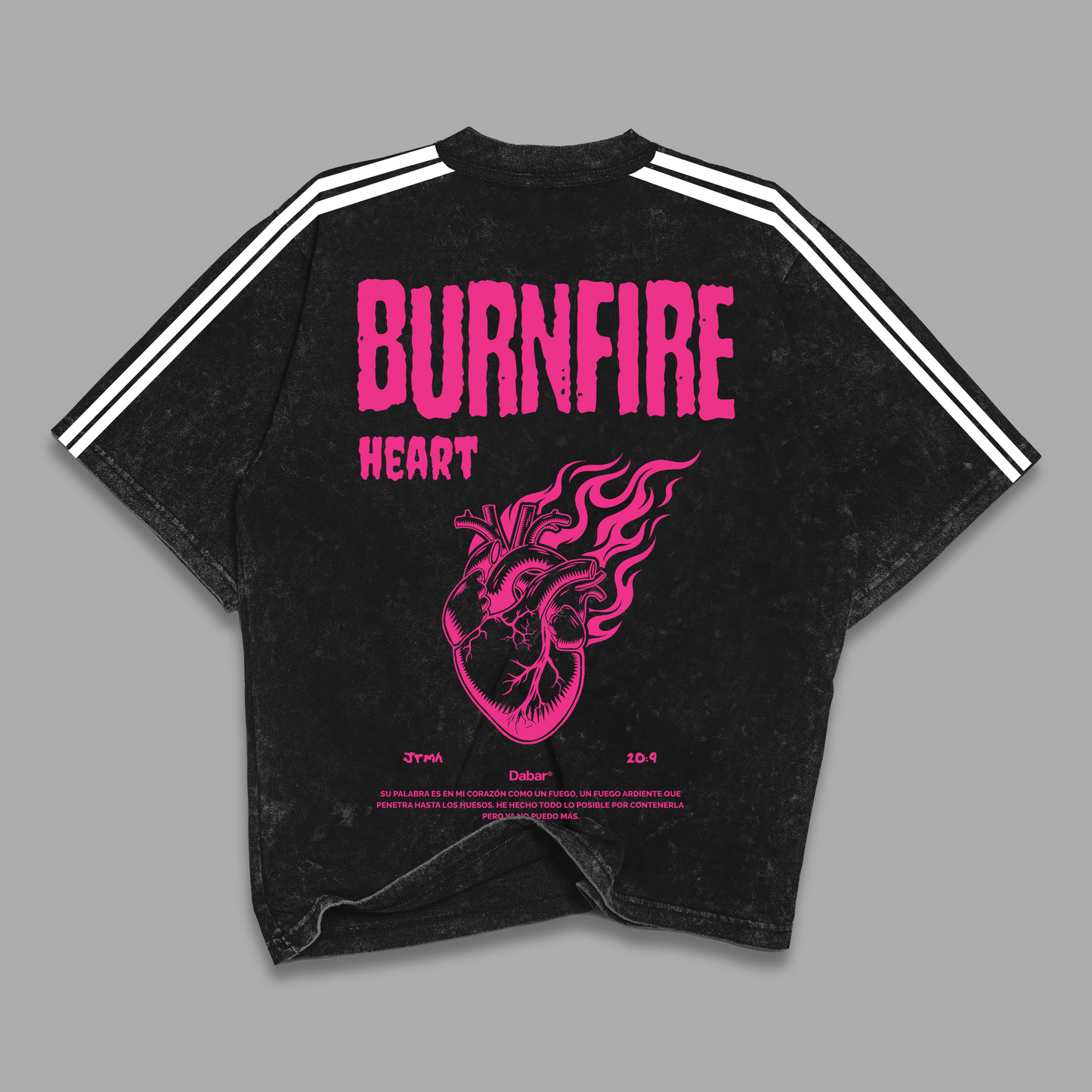 Tshirt acid wash LINES Relaxed Black BURNFIRE