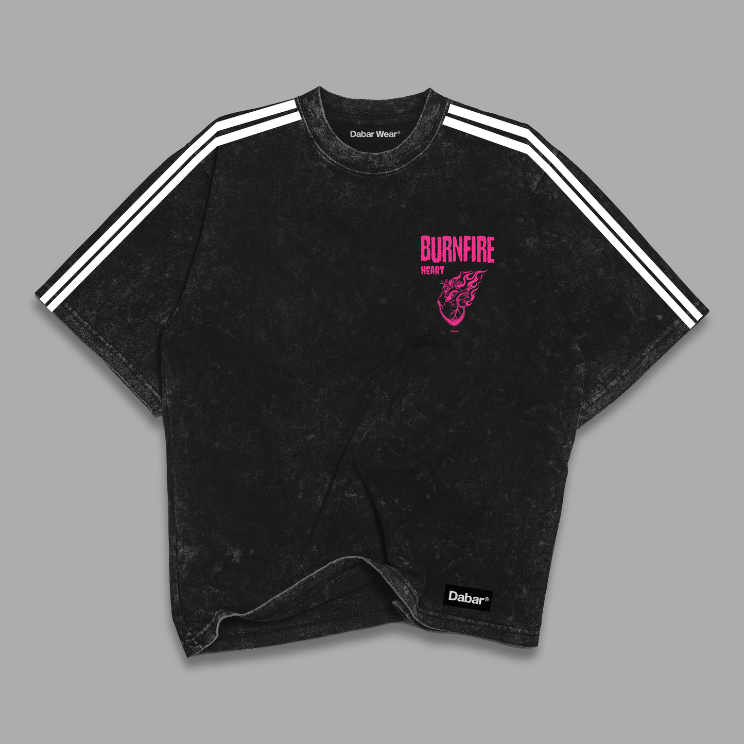 Tshirt acid wash LINES Relaxed Black BURNFIRE