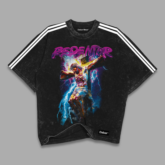 Tshirt acid wash LINES Relaxed Black REDENTOR