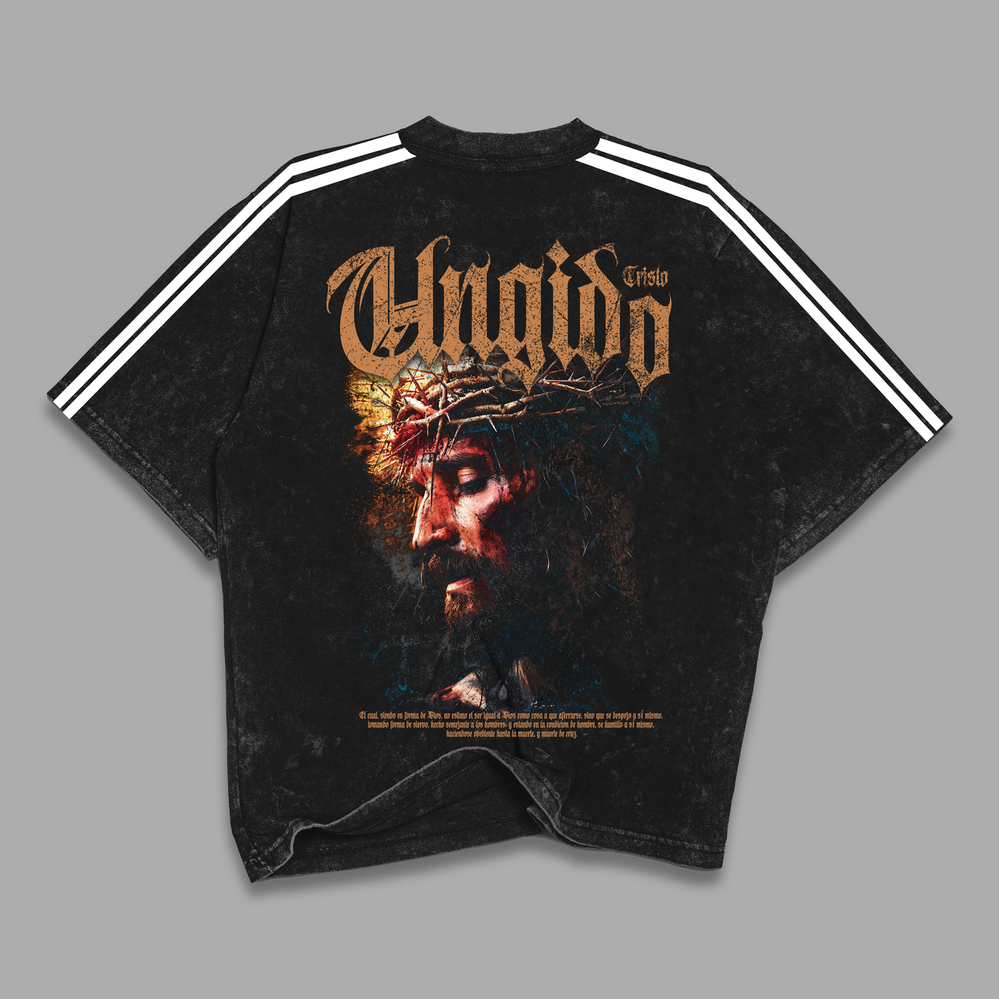 Tshirt acid wash LINES Relaxed Black UNGIDO