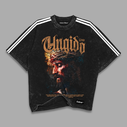 Tshirt acid wash LINES Relaxed Black UNGIDO