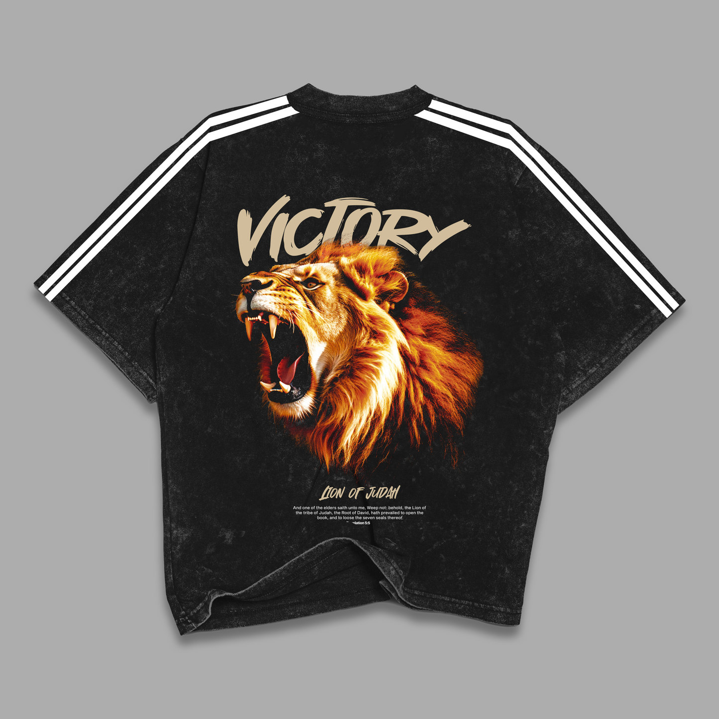 Tshirt acid wash LINES Relaxed Black VICTORY