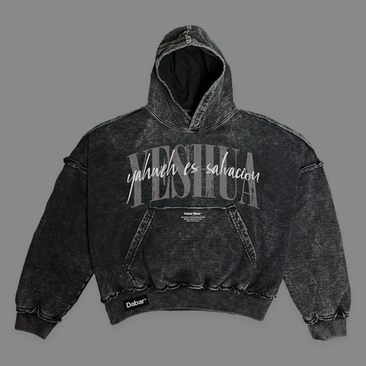 Hoodie Boxy Stonewash YESHUA GREY