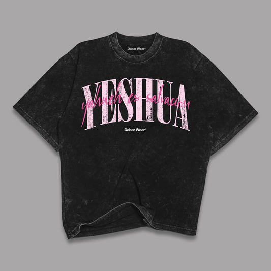 Tshirt acid wash Relaxed Black YESHUA Pink