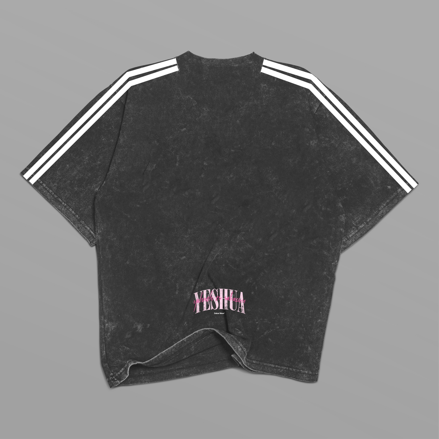 Tshirt Stonewash Lines grey PINK "YESHUA" (Fit Relaxed)