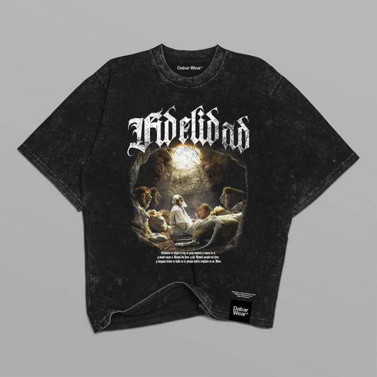 Tshirt acid wash Relaxed Black FIDELIDAD