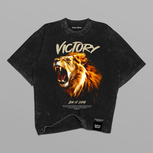 Tshirt acid wash Relaxed Black VICTORY