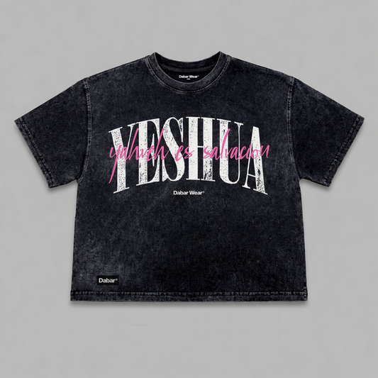Tshirt Mujer Boxy stonewash YESHUA Pink