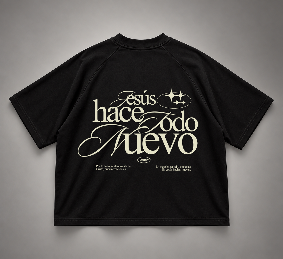 Tshirt Unisex Raglan Boxy Black "TODO NUEVO" (Fit boxy)