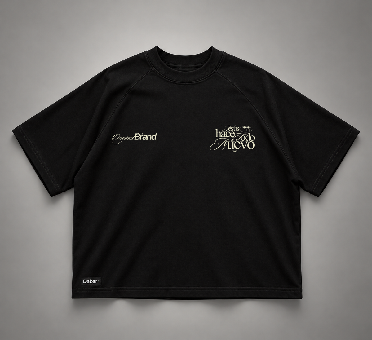 Tshirt Unisex Raglan Boxy Black "TODO NUEVO" (Fit boxy)