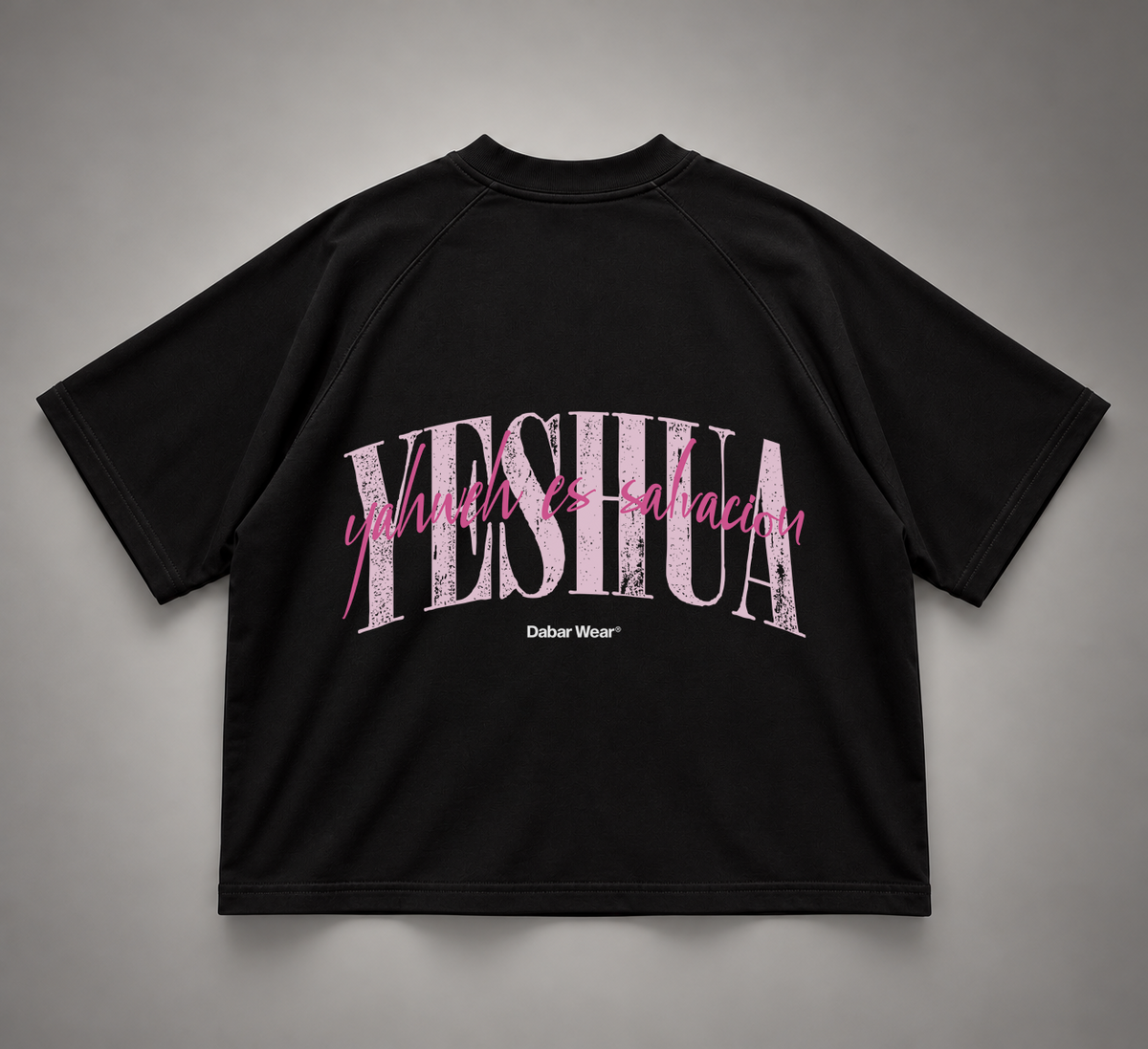 Tshirt Unisex Raglan Boxy Black "YESHUA" (Fit boxy)