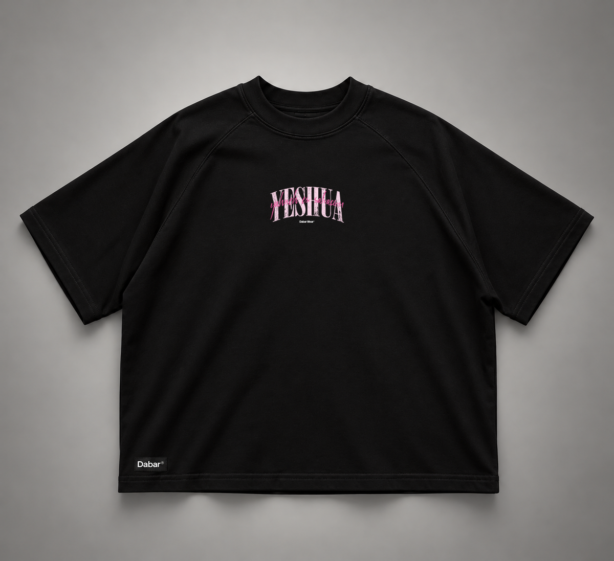 Tshirt Unisex Raglan Boxy Black "YESHUA" (Fit boxy)