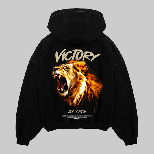Hoodie Boxy Zip up negro VICTORY