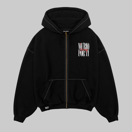 Hoodie Boxy Zip up negro MURIO POR TI
