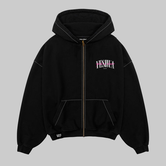 Hoodie Boxy Zip up negro YESHUA