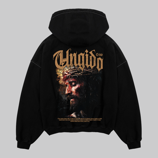 Hoodie Boxy Zip up negro UNGIDO