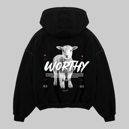 Hoodie Boxy Zip up negro WORTHY