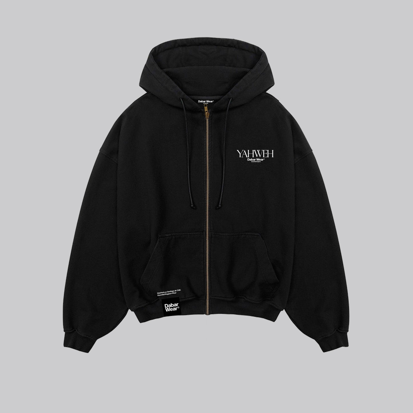 Hoodie Boxy Zip YAHWEH Black