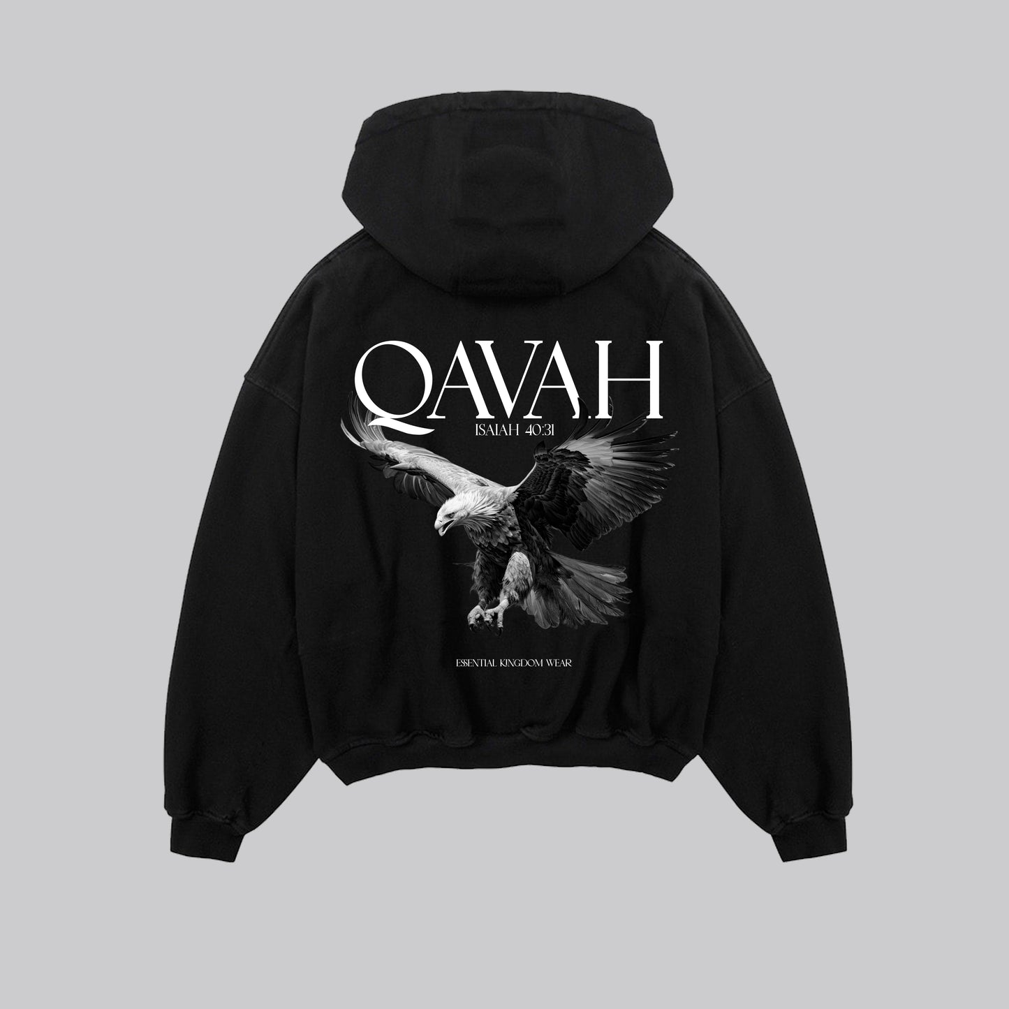 Hoodie Boxy Zip QAVAH Black