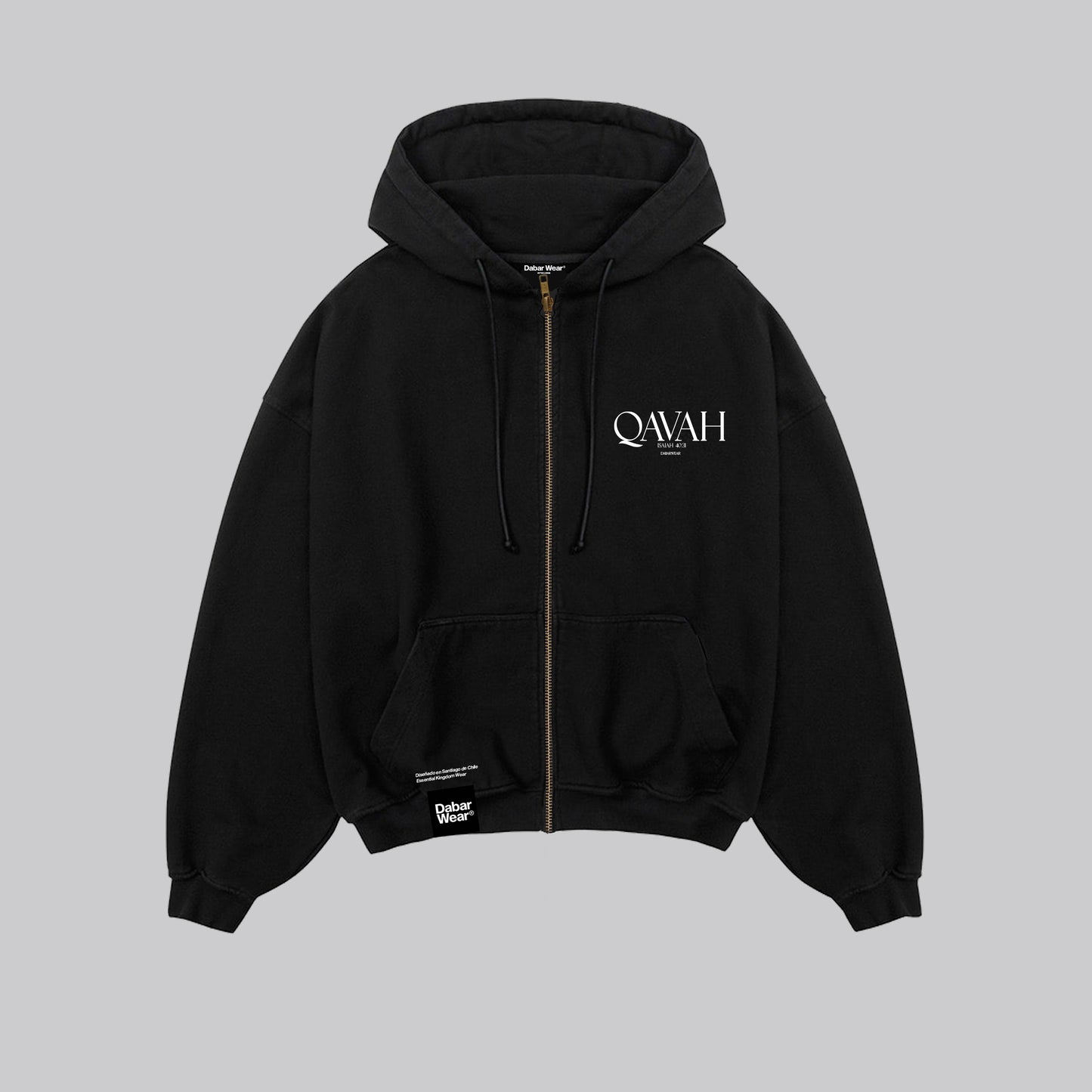 Hoodie Boxy Zip QAVAH Black